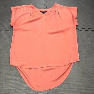 Simply Vera Vera Wang Womens Coral Textured V-Neck Blouse L Polyester